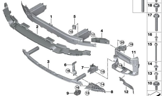 Barra estabilizadora trasera derecha OEM 51117368480 para BMW F90, G30, G31, G32, G11, G12, F91, F92, F93, G14, G15, G16. Original BMW.