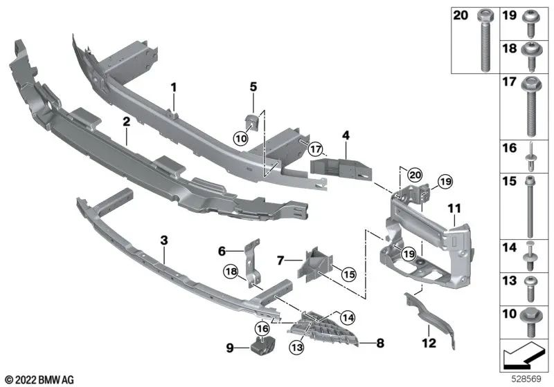 Rear Left Cross Bar for BMW 5 Series F90, G30, G31, G38, 6 Series G32, 7 Series G11, G12, 8 Series F91, G14, G15 (OEM 51117368479). Original BMW