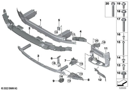 Rear Left Cross Bar for BMW 5 Series F90, G30, G31, G38, 6 Series G32, 7 Series G11, G12, 8 Series F91, G14, G15 (OEM 51117368479). Original BMW