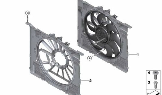 Soporte ventilador con anillo acústico OEM 17428638432 para BMW G30, G30N, G31N, G11N, G12, G12N. Recambio original BMW.
