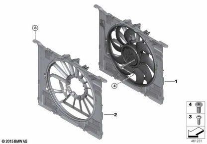 Cerco de ventilador con ventilador 400W OEM 17428472266 para BMW 5' G30, G31, 6' G32 GT... y más. Original BMW.