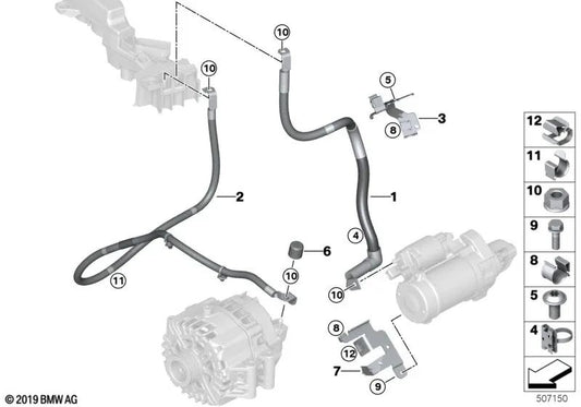 Metal bracket for BMW 5 Series F90N, G30, G30N, 7 Series G11N, G12N, 8 Series G14, G15, G16, X5 G05, X7 G07 (OEM 12527856800). Genuine BMW.