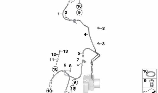 Front brake hose 34327716619 for BMW Motorrad K 1600 GT (KK48) 2010-2016. Original replacement BMW Motorrad.