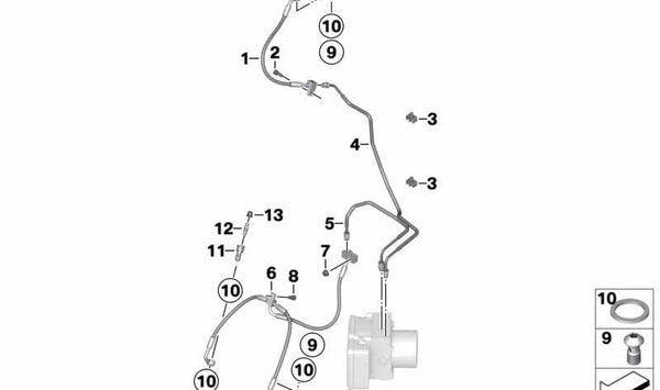 Latiguillo de freno delantero OEM 34327716619 para BMW Motorrad K 1600 GT (KK48) 2010-2016. Repuesto original BMW Motorrad.