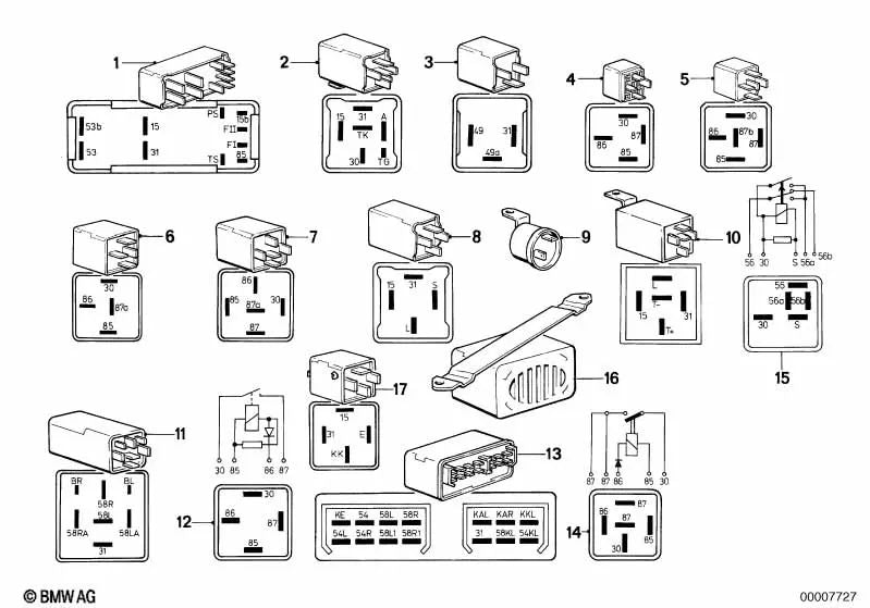 Relé intermitente de emergência para BMW 3 E21, E30 Series, 5 E28 Series, 6 E24 Series, 7 E23 Series (OEM 61311371909). BMW original
