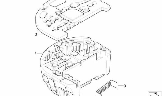Base de sujeción de equipo OEM 65126948517 para BMW E63 y E64 (630i con motores N52/N53, manual o automático, años 2004-2010). Pieza original BMW.