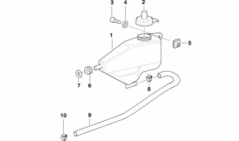 Depósito de expansión OEM 17111465285 para BMW Motorrad K 1200 GT (2002-2005), K 1200 RS (1996-2005). Repuesto original BMW Motorrad.
