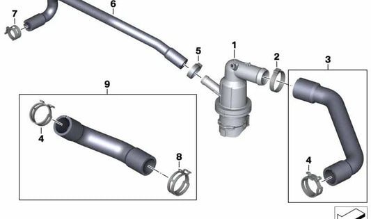 Mangueira de refrigerante OEM 17128525105 Para motocicletas BMW R1200R, R1250R, R1200RS, R1250RS. BMW Motorrad original.