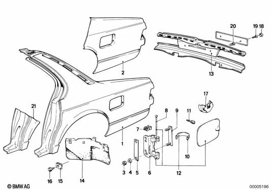 Karosserieabschlussblech for BMW E23 (OEM 41341852343). Genuine BMW