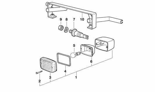 Soporte trasero de luz trasera OEM 63231244820 para BMW E36 (Todos los modelos E36: Berlina, Coupé, Touring, Compact, Cabrio). Pieza original BMW.