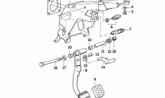 Brake lever for BMW 5 Series E34, 7 Series E32, 8 Series E31 (OEM 35211155965). Genuine BMW
