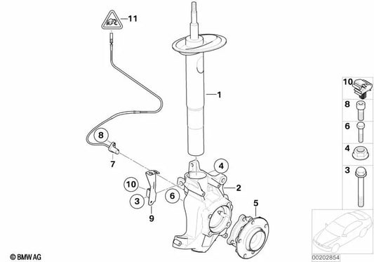 Amortiguador delantero izquierdo para BMW Serie 7 E65 (OEM 31316786535). Original BMW