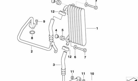 Tubería de refrigeración de aceite de escape OEM 17227686975 para BMW Motorrad R1200GS, HP2 Enduro. Original BMW Motorrad.