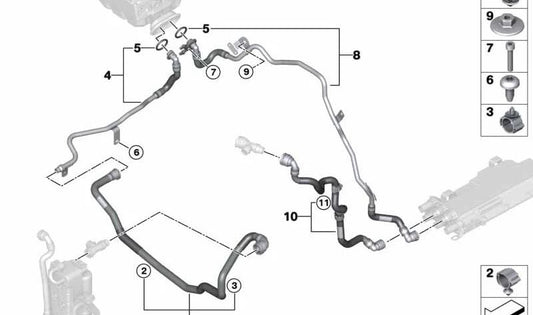 Tubo de retorno electrónica potencia OEM 17128654301 para BMW X3 G01, G01N. Original BMW.