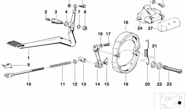 Perno de soporte OEM 35211230221 para BMW R50. Original BMW.