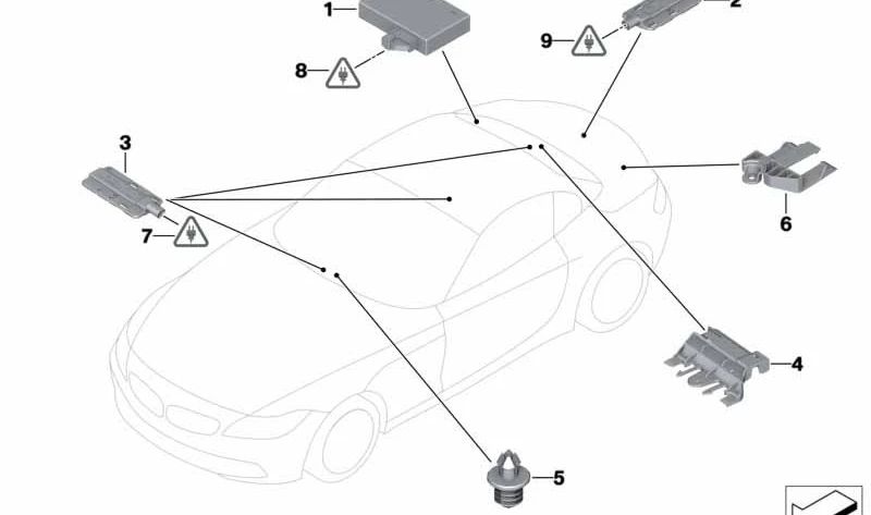 Soporte antena de ferrita OEM 65206934497 para BMW E81, E82, E87, E88, E90, E91, E92, E93, E84, E89. Original BMW.