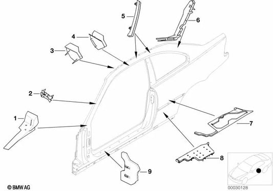 Pieza marco de techo central OEM 41218226514 para BMW Serie 3 E46 (316Ci, 318Ci). Original BMW.