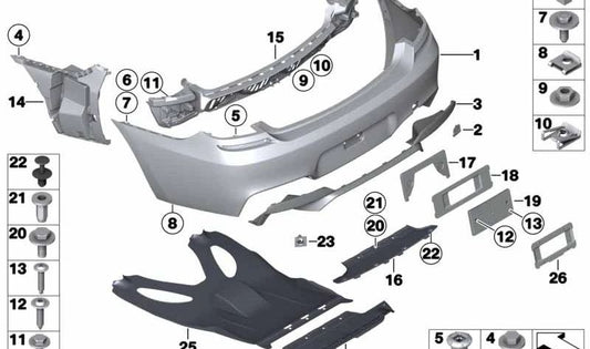 Embellecedor inferior OEM 51128055373 para BMW F06, F12, F13. Pieza original BMW, compatible con modelos Serie 6 con carrocería coupé, cabrio y gran coupé.
