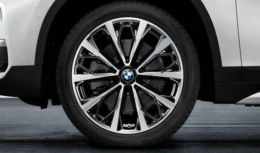 Llanta de aleación V-Radio 573 OEM 36116856074 para BMW X1 F48 y BMW X2 F39. Medidas 19", acabado bicolor negro brillante. Original BMW.