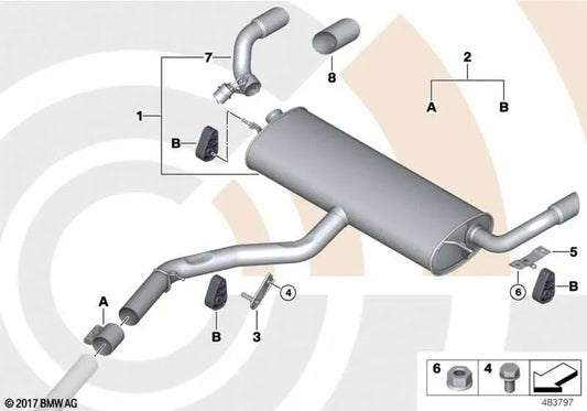 Rear silencer with exhaust valve for BMW E70N (OEM 18307646127). Original BMW