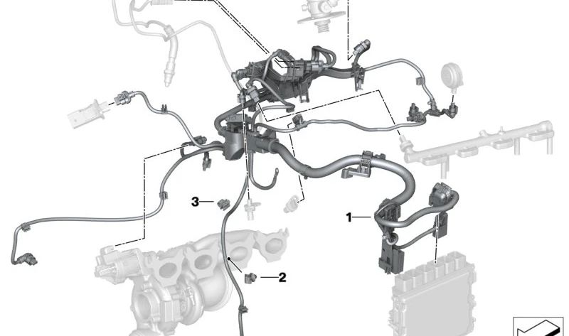 Motorkabelmodul 2 für BMW Serie 2 G42, Serie 3 G20, G21, G28, Serie 4 G22, G23, G26, X3 G01, X4 G02, Z4 G29 (OEM 12515A01D59). Original BMW