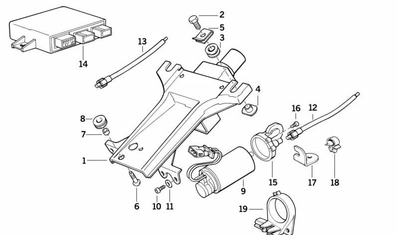 Eje de ajuste de altura del volante OEM 32316760684 para BMW E31, E38, E39, E53. Componente original del sistema de dirección ajustable eléctricamente. Original BMW.