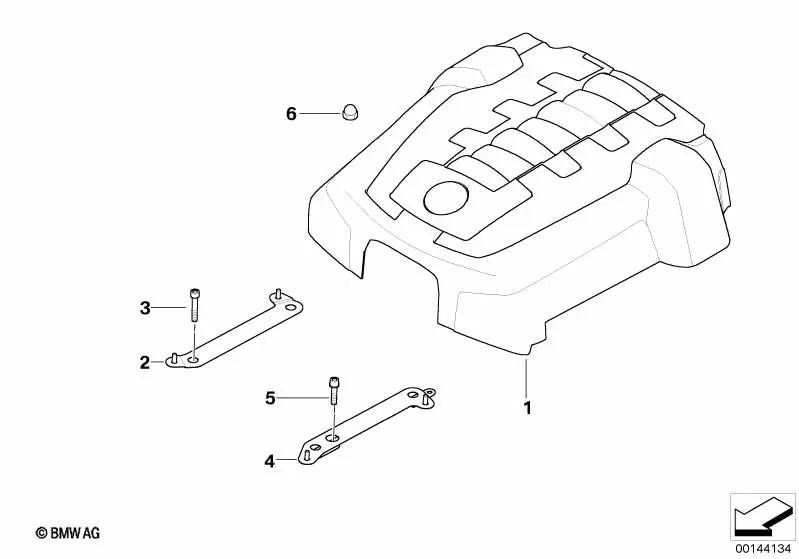 Suporte de capô insterizado para BMW 5 E60 Series, E60N, E61, E61N; Série 6 E63, E63N, E64, E64N; 7 E65 Series, E66 (OEM 11617545203). BMW original.