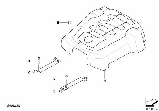 Suporte de capô insterizado para BMW 5 E60 Series, E60N, E61, E61N; Série 6 E63, E63N, E64, E64N; 7 E65 Series, E66 (OEM 11617545203). BMW original.