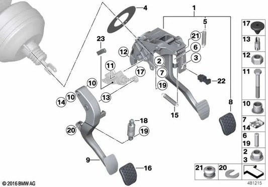 Complete pedal board assembly for BMW F20N, F21N, F22, F23, F87, F80N, F82N (OEM 35006876795). Genuine BMW