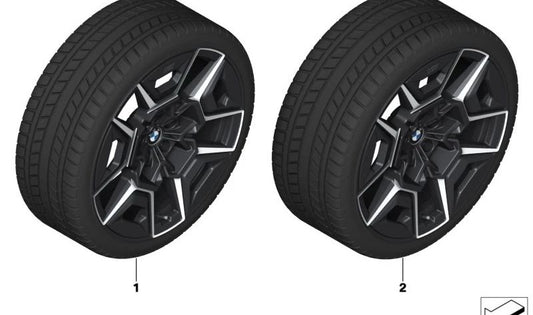 Rueda completa de invierno 22" Jet Black con sensor RDC OEM 36115A6D1F4 para BMW XM (G09) desde 12/2022 hasta 11/2028. Neumático 275/40R22 107H. Original BMW.