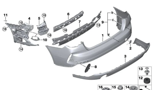 Lower rear diffuser OEM 51128737065 for BMW 4 G26 Series, G26N. Original BMW.