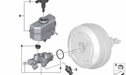 Cilindro maestro de freno OEM 34317838638 para BMW E46, E85, E86. Recambio original BMW.