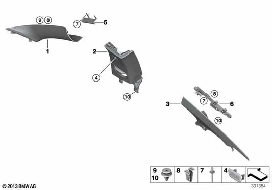 B-pillar blend for BMW 4 Series F32, F32N, F82 (OEM 51437321390). Genuine BMW