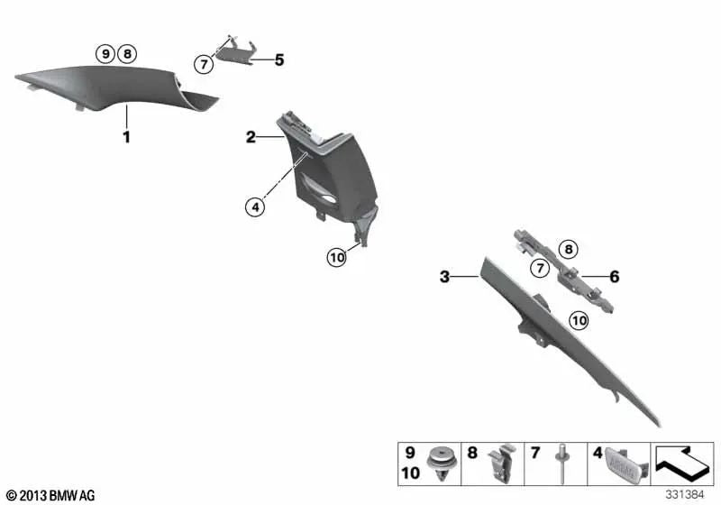 Soporte embellecedor pilar C izquierdo para BMW F32, F82 (OEM 51437276897). Original BMW.