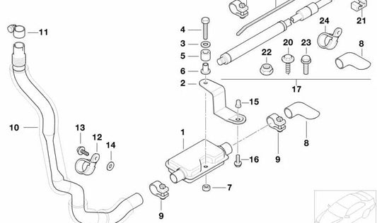 Abrazadera de tubo calefacción OEM 64128351076 para BMW E46, E39, E38. Compatible con modelos diésel como 320d y 520d. Pieza original BMW.