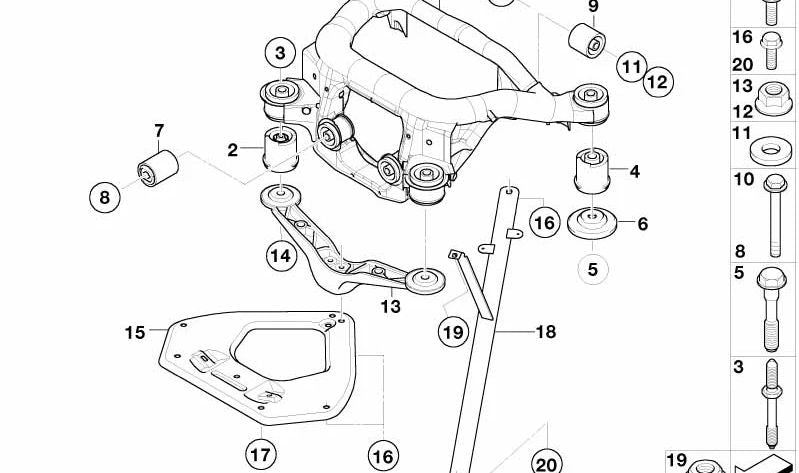 Brazo de suspensión trasero OEM 33326758163 para BMW Z4 (E85, E86). Original BMW.