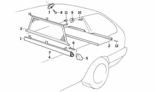 Gancho colgador derecho OEM 51471947482 para BMW E30 {316i, 318i, 320i}®. Pieza original BMW.