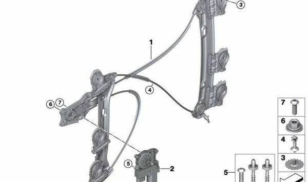 Motor del elevalunas delantero derecho OEM 67627405702 para MINI F55 (Cooper y Cooper S) todos los modelos compatibles. Original MINI.