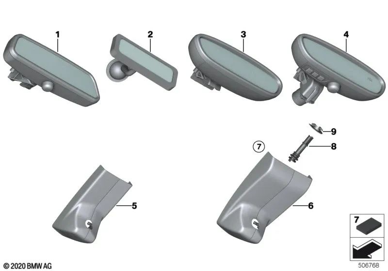 Mirror base cover set for BMW F20, F21, F52, F22, F23, F45, F87, F30, F31, F34, F35, F80, F32, F33, F36, F82, F83, F07, F10, F11, F18, F06, F12, F13, F F49, F39, F25, F26, F15, F85, F16, F86 (OEM 51169275005). Original BMW.