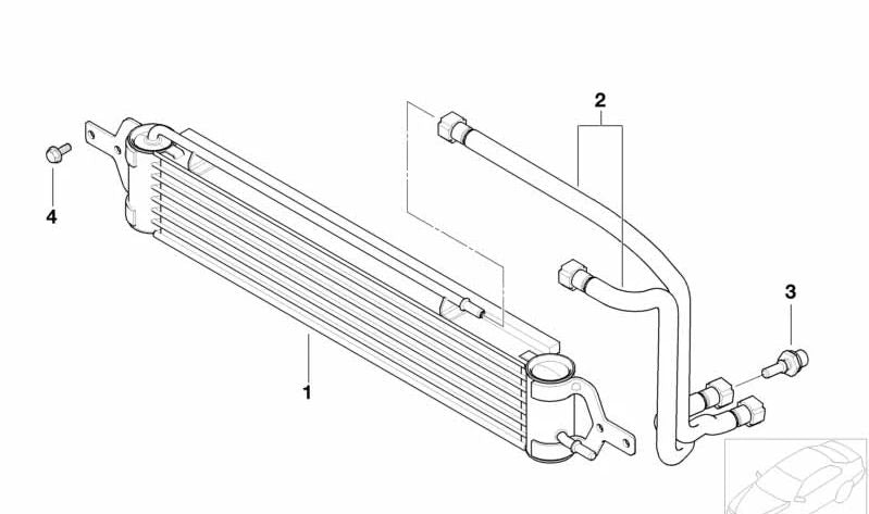 Tubo del radiador de aceite de la caja de cambios OEM 17227631564 para MINI R50, R52 (2000–2002). Original MINI.