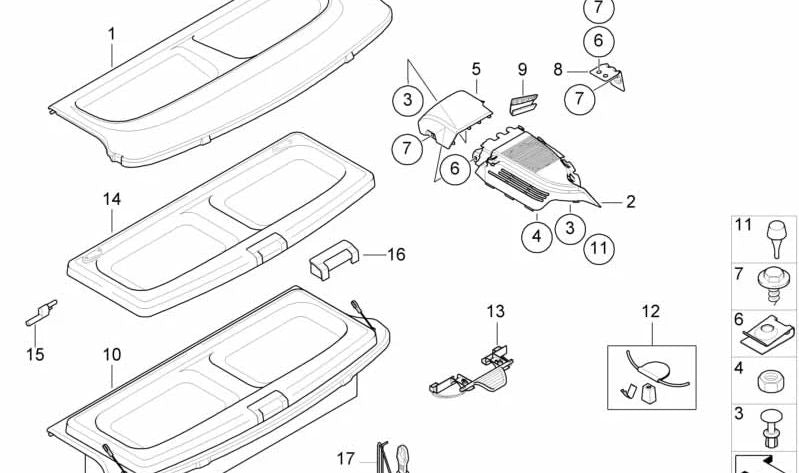 Soporte para paraguas OEM 51467130847 para BMW E46 (Todos los modelos compatibles). Original BMW.