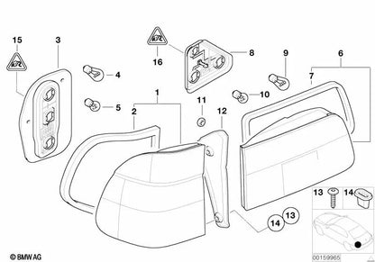Porta lámparas derecho para BMW E39 (OEM 63218371326). Original BMW.