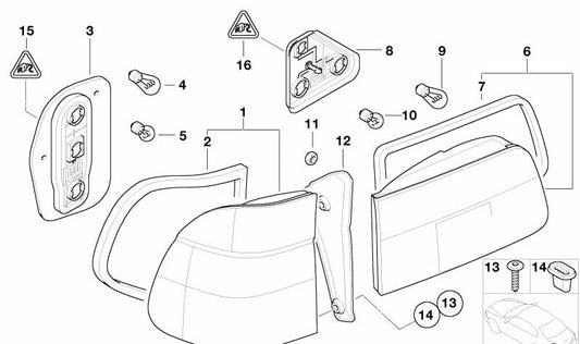 Piloto trasero derecho blanco OEM 63212496322 para BMW E39 (todos los modelos). Original BMW.