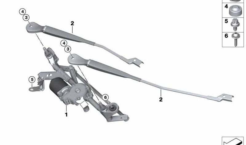 Wiper blade driver side OEM 61619464505 for BMW 2 Series Active Tourer (F45) and Gran Tourer (F46). Original BMW.