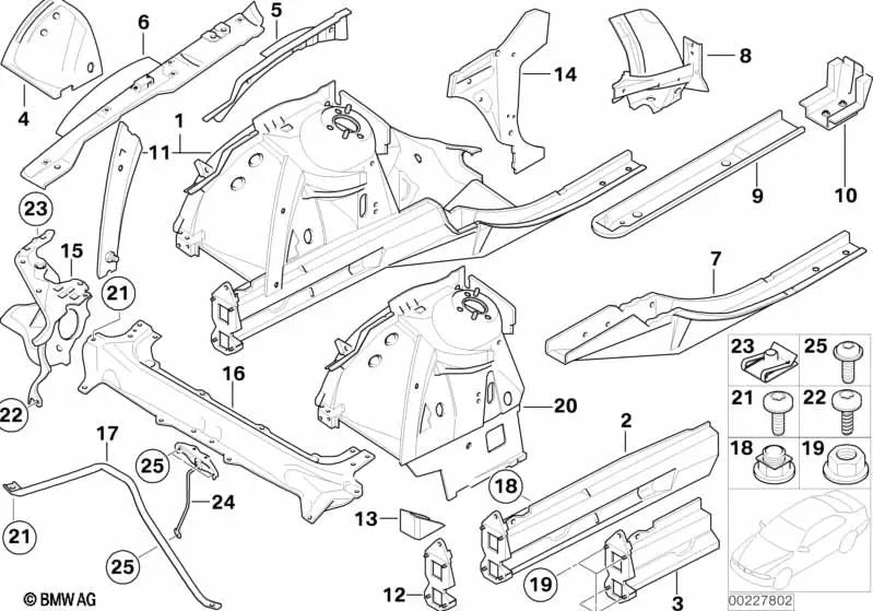 Supporto al gancio anteriore per BMW E65, E66 (OEM 51717141860). BMW originale
