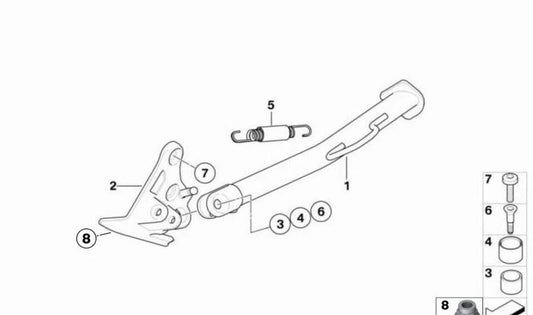 Pata de cabra lateral OEM 46537723019 para BMW Motorrad F 650 GS (FK72) 2007-2012. Original BMW Motorrad.
