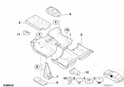 Revestimiento del suelo delantero para BMW Serie 3 E46 (OEM 51478213974). Original BMW
