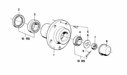 Buje de rueda OEM 31211123435 para BMW E23. Pieza original BMW. Ideal para solucionar ruidos o juego en la rueda delantera.