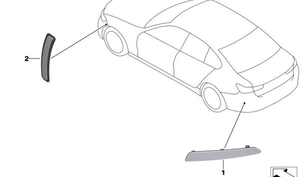 Reflector trasero izquierdo OEM 63145A1D7C7 para BMW G20, G21, G28. Original BMW.