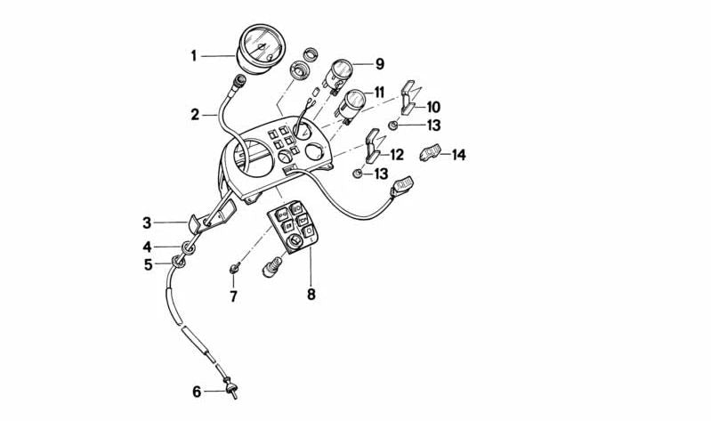 Soporte de cuadro instrumentos OEM 62132315106 para BMW Motorrad R 100 GS PD (1989–1990) y R 80 GS PD (1990). Original BMW.